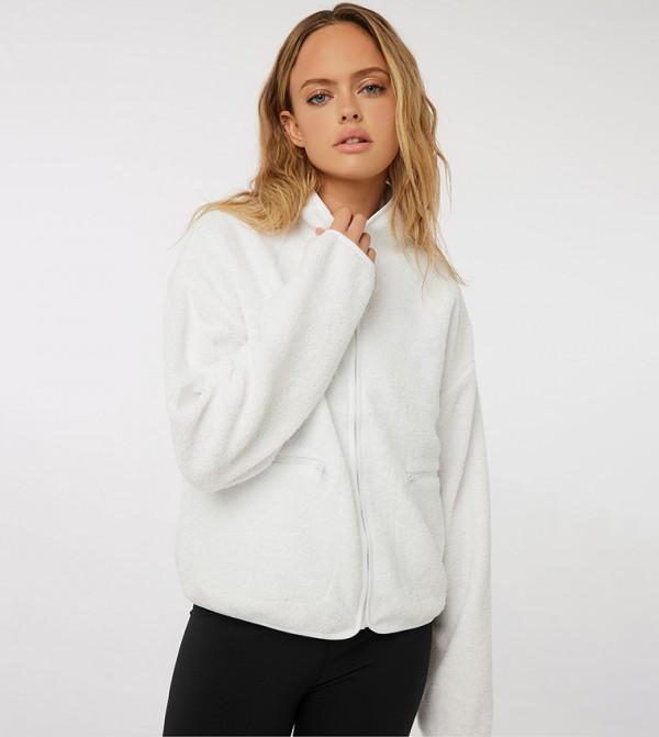 Zippered High Neck Plush Jacket