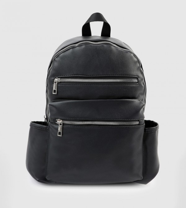 Multi Pocket Faux Leather Backpack