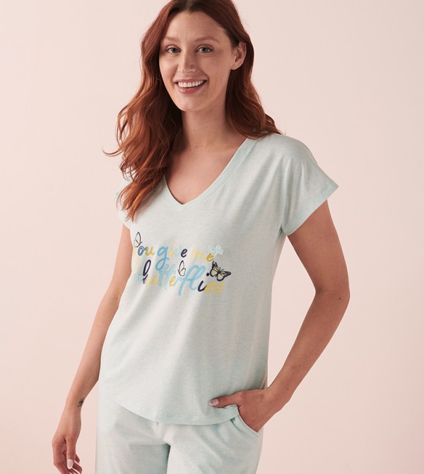 Cotton V-Neck Sleep Top