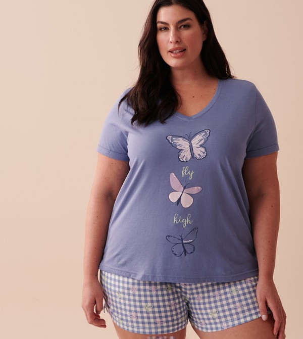Printed V-Neck T-Shirt