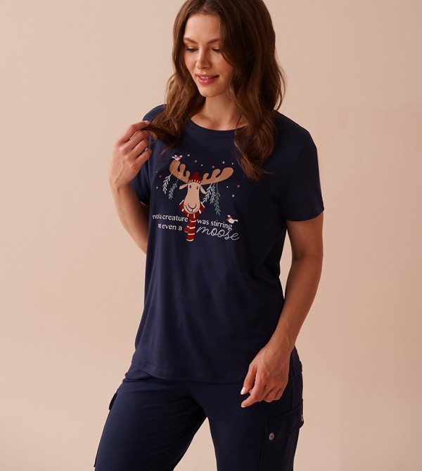 Moose Print Super Soft Crew Neck T-Shirt
