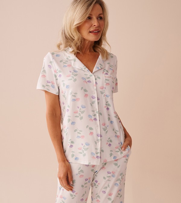 Tulip Print Super Soft Button-Down Shirt