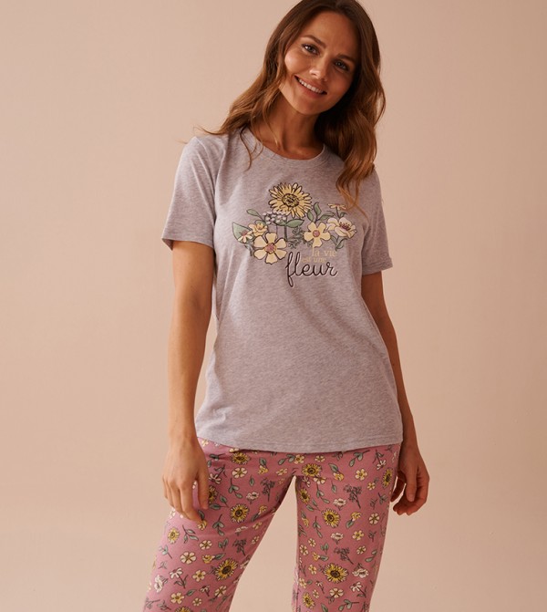Sunflower Print Crew Neck T-Shirt