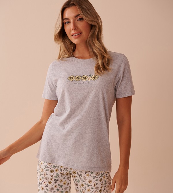 Sunflower Print Crew Neck T-Shirt
