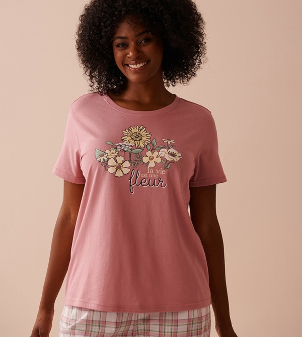 Sunflower Print Cotton Crew Neck T-Shirt