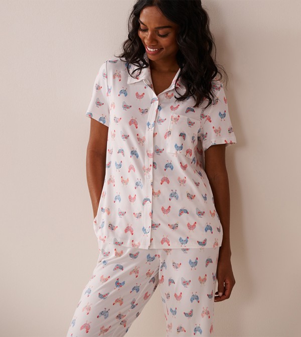 Chicken Print Super Soft Button-Down Shirt