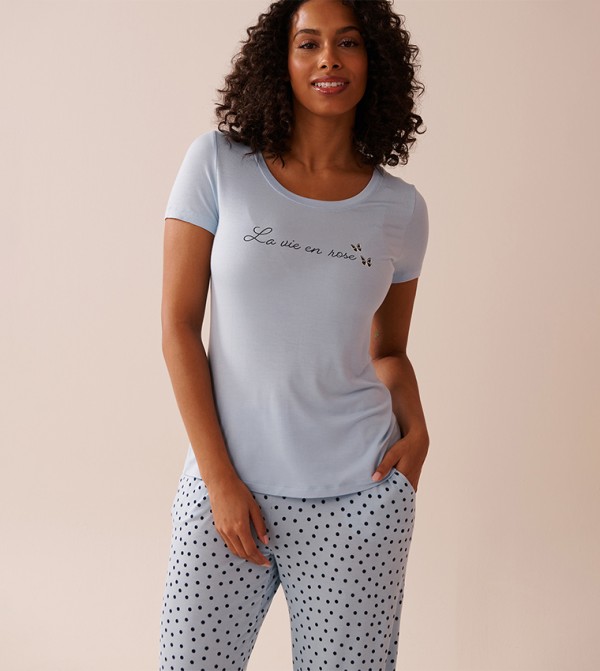 Butterfly Print Soft Jersey Crew Neck T-Shirt