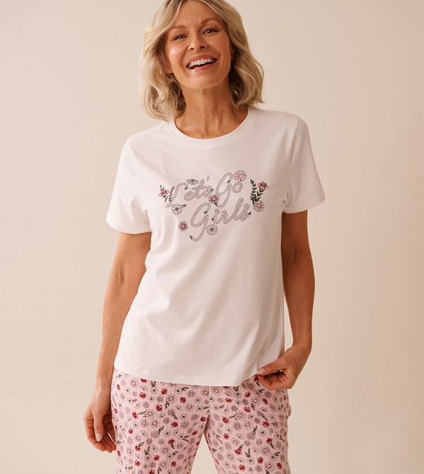 Floral Print Cotton Sleep T-Shirt