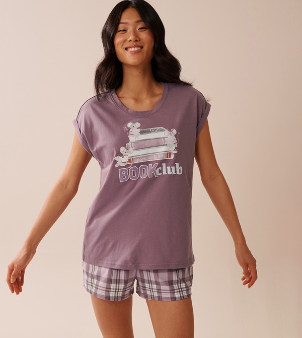 Mouse Print Cotton Crew Neck Sleep T-Shirt