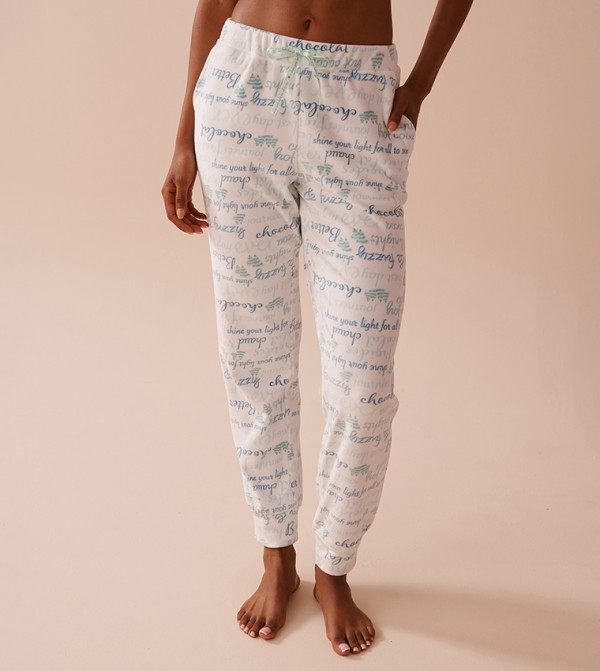 Winter Print Soft Velour Jogger Pajama Pants