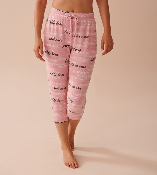 Heart and Letter Print Recycled Fibers Capris