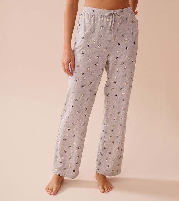 Bee Print Cotton Pajama Pants