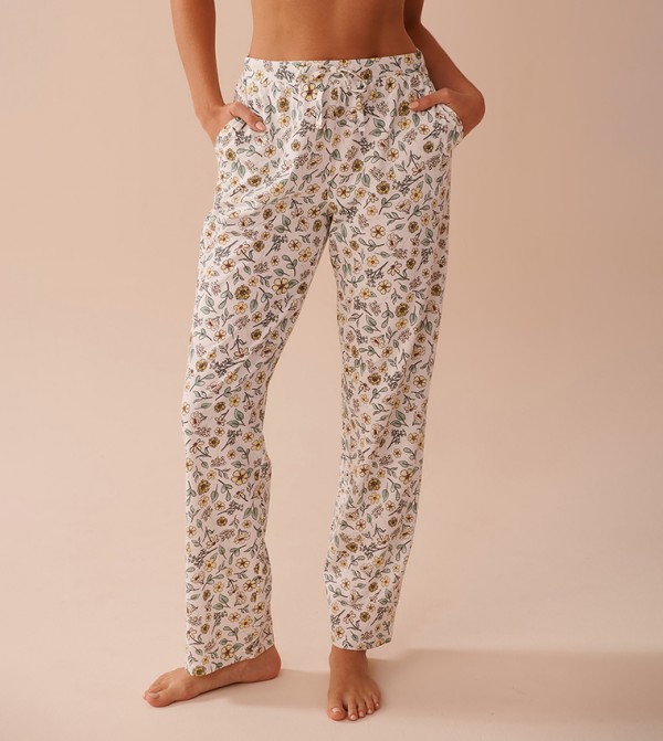 Sunflower Print Cotton Pajama Pants