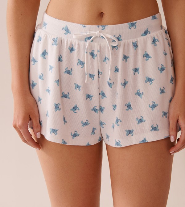 Crab Print Ribbed Pyjama Shorts