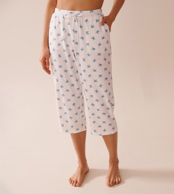 Crab Print Ribbed Pyjama Capris