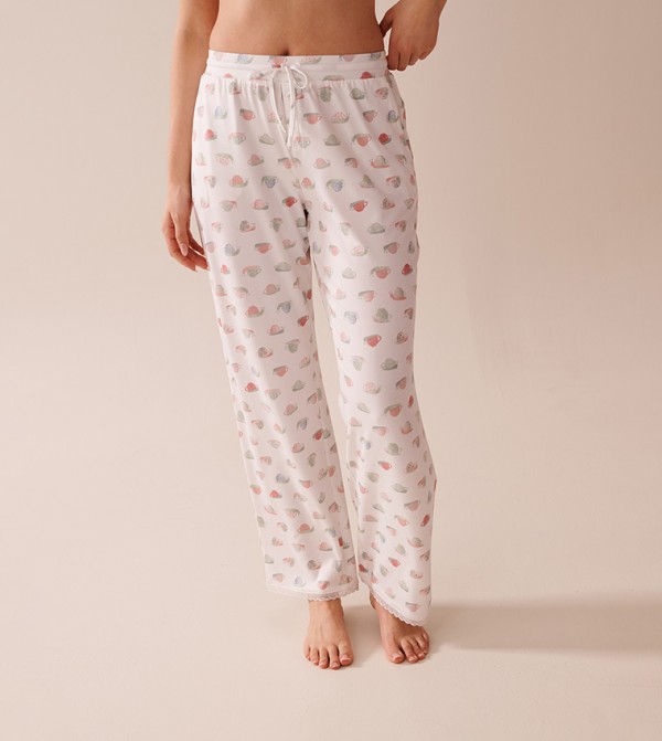 Snail Print Lace Trim Super Soft Pyjama Pants