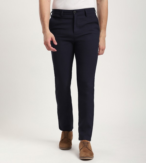 Solid Straight Fit Formal Pants