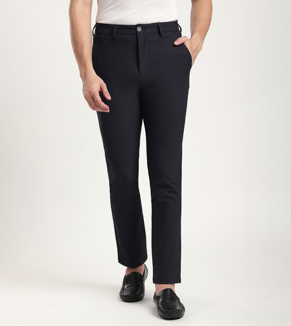 Textured Straight Fit Formal Pants