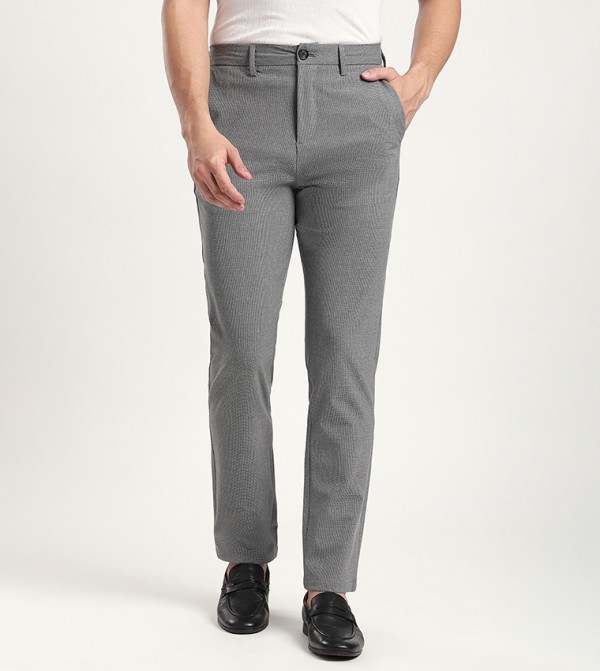 Textured Straight Fit Formal Pants