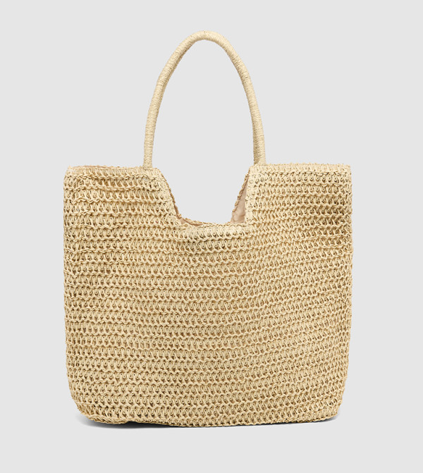 Straw Tote Bag with Snap Button Closure