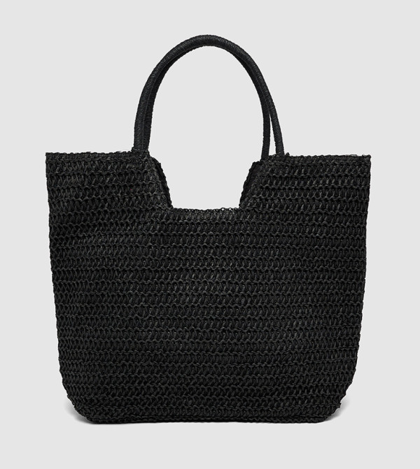 Straw Tote Bag with Snap Button Closure