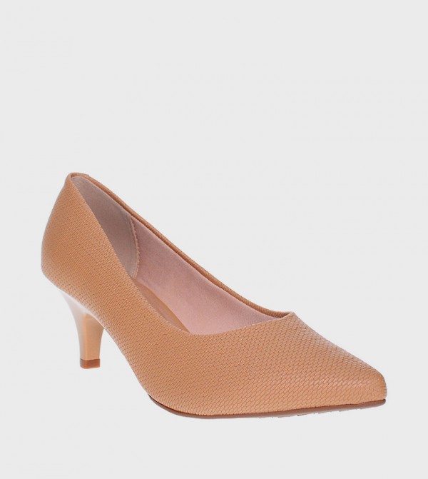 PRIYA Textured Pointed Toe Pumps