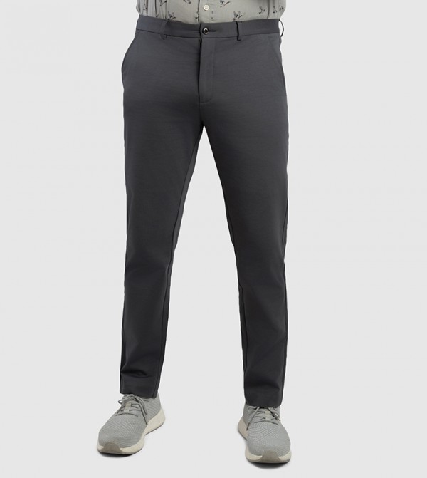 Solid Mid Rise Slim Fit Chino Pants