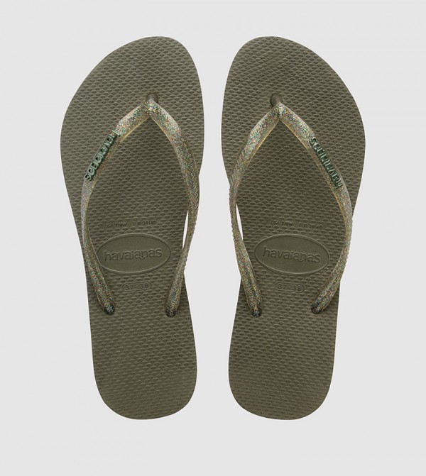 Buy Havaianas Slim Logo Metallic Flip Flops In Green 6thStreet UAE