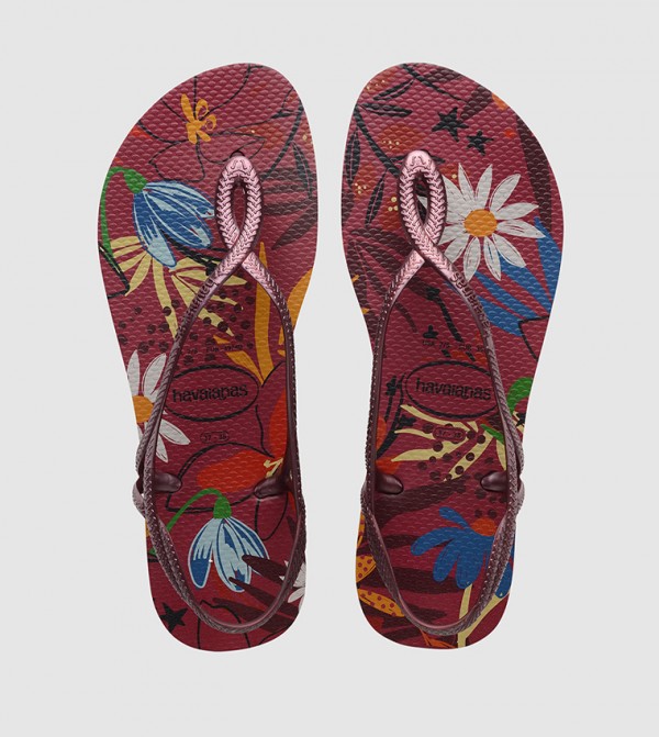 Buy Havaianas Luna Print Flip Flops In Maroon 6thStreet UAE