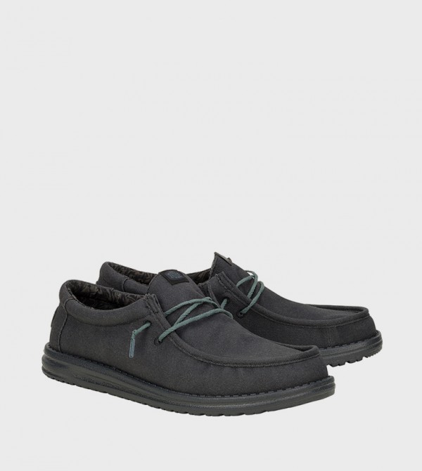 Wally Waxed Logo Badge Canvas Slip-On Shoes
