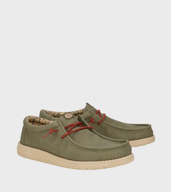 Wally Waxed Logo Badge Canvas Slip-On Shoes