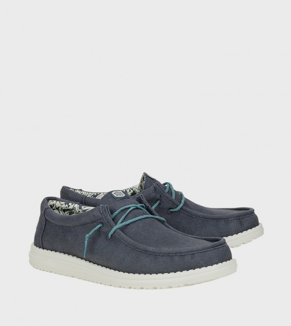 Wally Waxed Logo Badge Canvas Slip-On Shoes