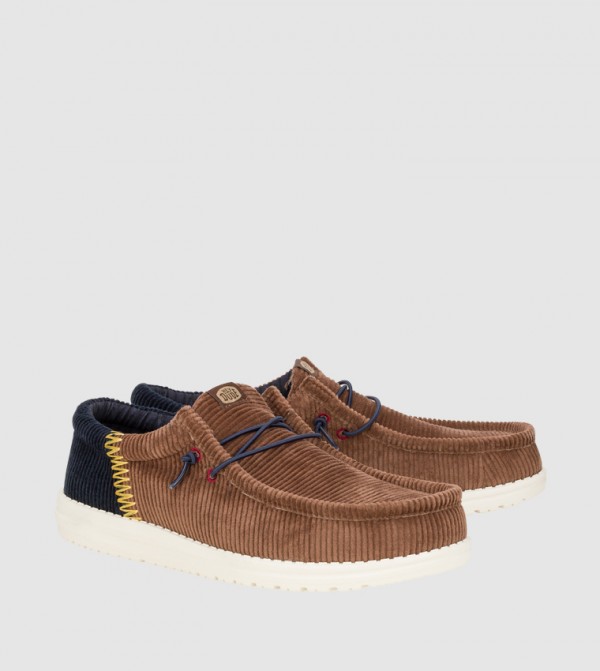 Wally Funk Color Block Corduroy Slip-On Shoes