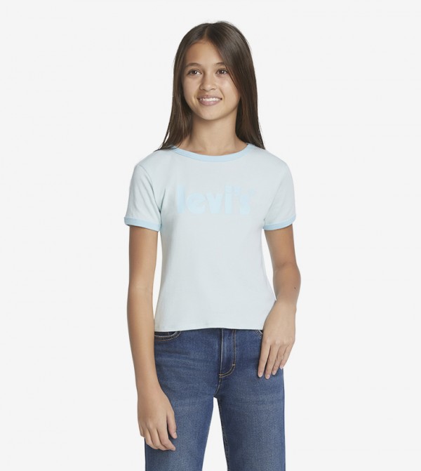 Logo Print Crew Neck Ringer T-Shirt