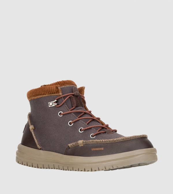 Bradley Corduroy Collar Lace-Up Boots