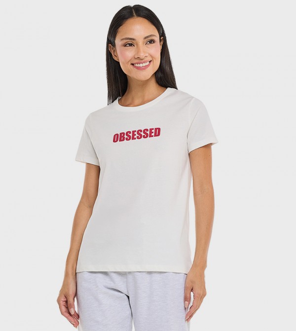 Printed T-Shirt with Crew Neck and Short Sleeves