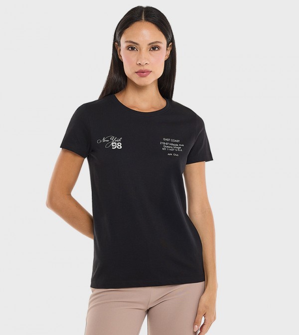 Printed T-Shirt with Crew Neck and Short Sleeves