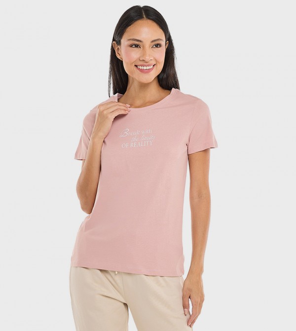 Printed T-Shirt with Crew Neck and Short Sleeves