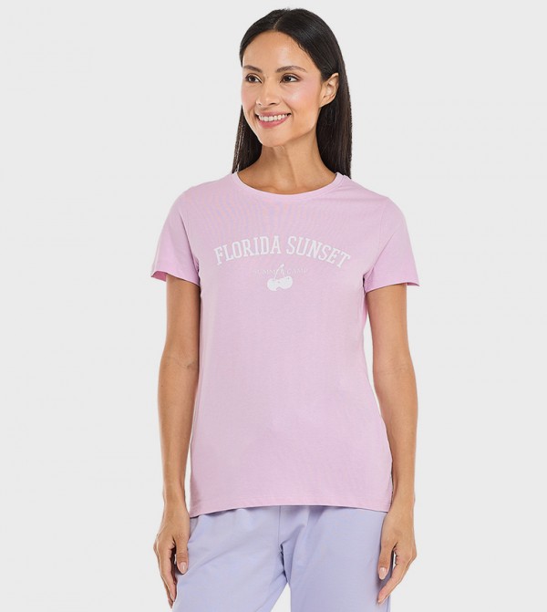 Printed T-Shirt with Crew Neck and Short Sleeves