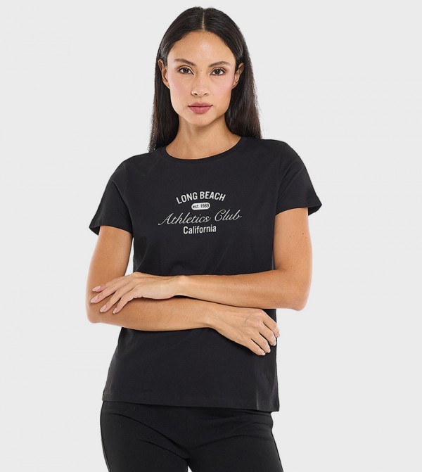 Printed T-Shirt with Crew Neck and Short Sleeves