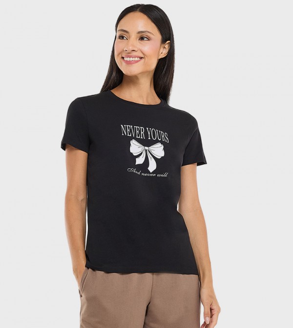 Printed T-Shirt with Crew Neck and Short Sleeves