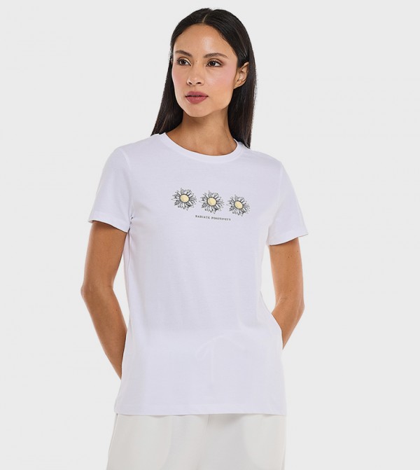 Printed T-Shirt with Crew Neck and Short Sleeves