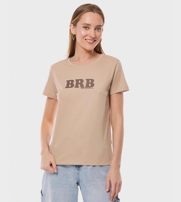 Printed T-Shirt with Crew Neck and Short Sleeves