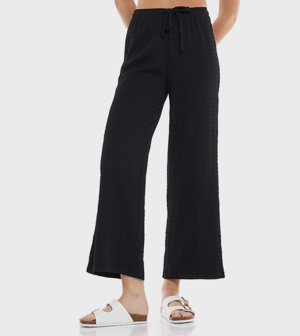 Textured Pants with Drawstring Waist