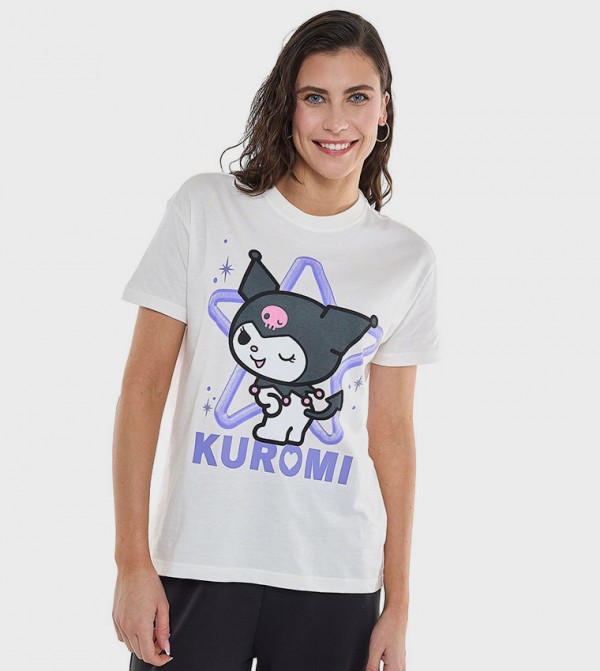 Kuromi Printed T-Shirt with Crew Neck and Short Sleeves