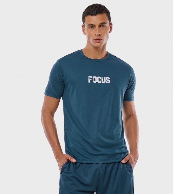 Printed Active T-Shirt with Crew Neck and Short Sleeves