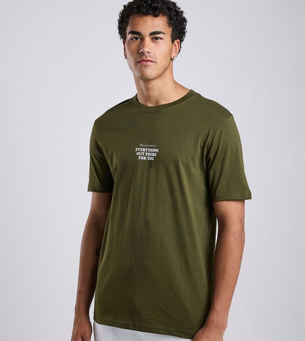 Printed T-Shirt wit Crew Neck and Short Sleeves