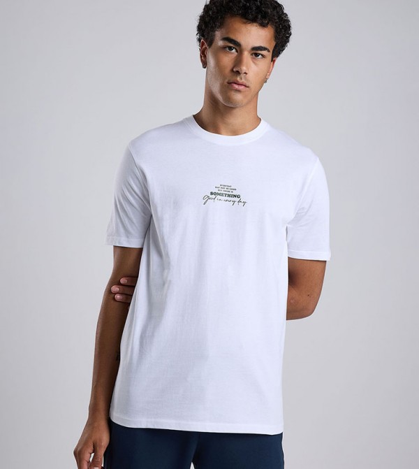 Printed T-Shirt wit Crew Neck and Short Sleeves