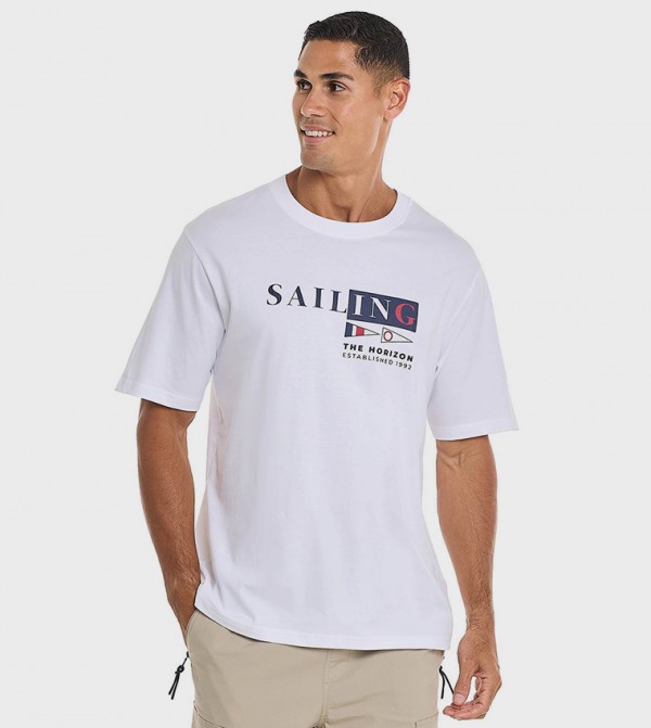 Printed T-Shirt with Crew Neck and Short Sleeves