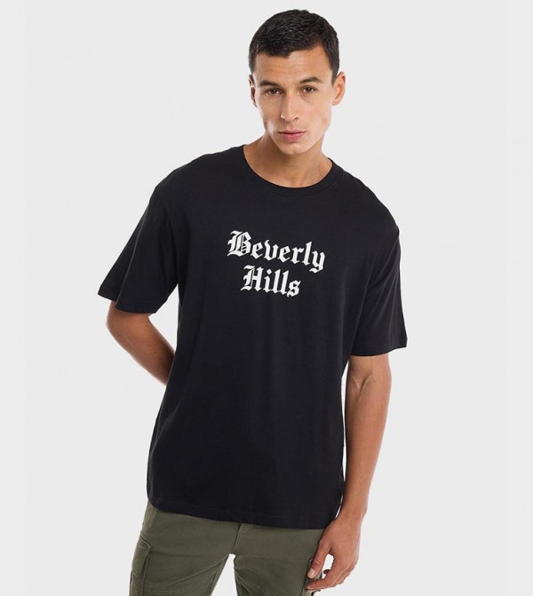 Printed T-Shirt with Crew Neck and Short Sleeves